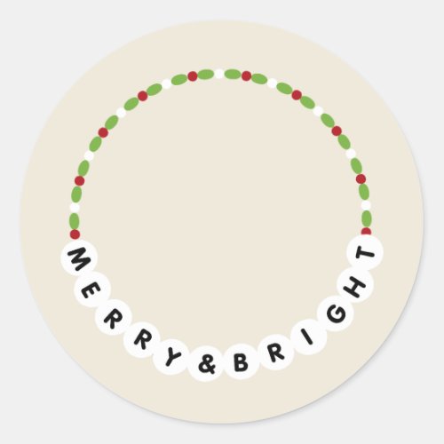 Friendship Bracelet Merry And Bright Christmas Classic Round Sticker