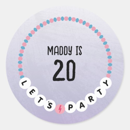 Friendship Bracelet Purple Birthday Classic Round Sticker