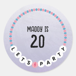 Friendship Bracelet Purple Birthday Classic Round Sticker