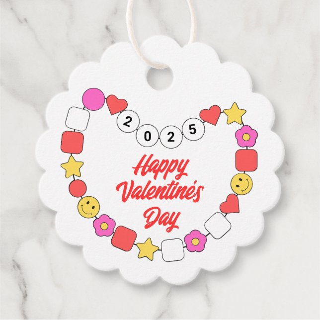 Friendship Bracelet Valentine Favor Tag Bejeweled  (Front)
