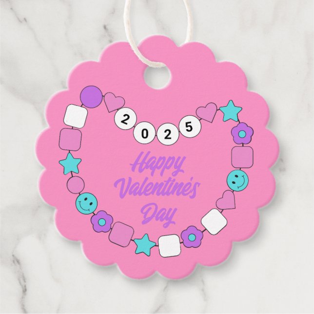 Friendship Bracelet Valentine Favor Tag Bejeweled  (Front)