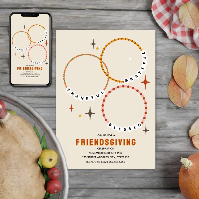 Friendship Bracelets Friendsgiving Thanksgiving Invitation (Creator Uploaded)