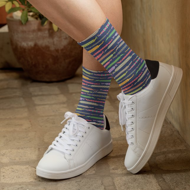 Friendship Bracelets Pattern on Navy Blue Socks (Creator Uploaded)