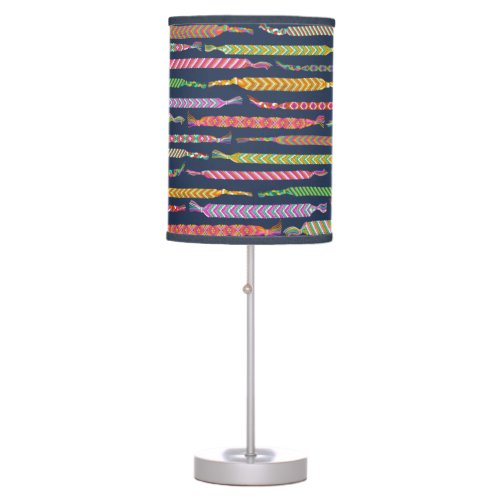 Friendship Bracelets Pattern on Navy Blue Table Lamp