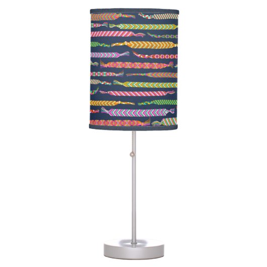 Friendship Bracelets Pattern on Navy Blue Table Lamp (Front)