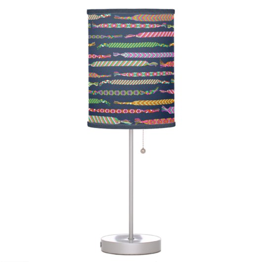 Friendship Bracelets Pattern on Navy Blue Table Lamp (Left)