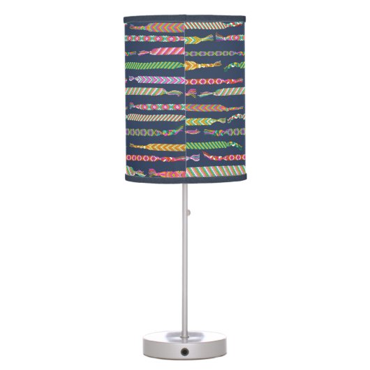 Friendship Bracelets Pattern on Navy Blue Table Lamp (Back)