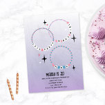 Friendship Bracelets Purple Birthday Invitation<br><div class="desc">Illustration of three beaded friendship bracelets with "LET'S PARTY",  "HBD",  and "BDAY GIRL" text surrounded by decorative stars over distressed purple gradient background.</div>