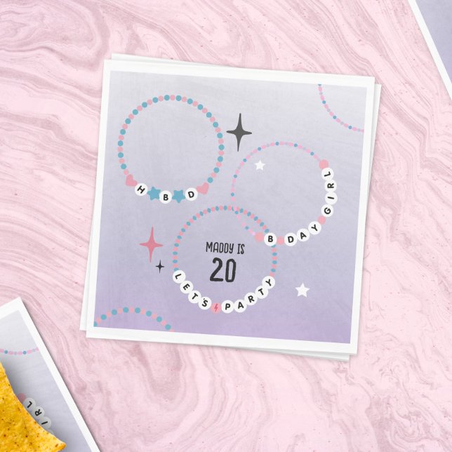 Friendship Bracelets Purple Birthday Napkins (Creator Uploaded)