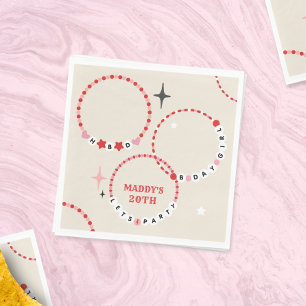 Friendship Bracelets Red & Pink Birthday Napkins