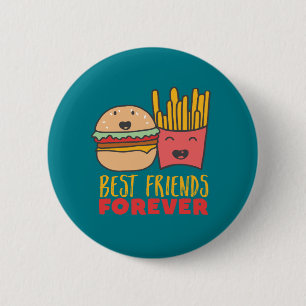 Friendship Burger and Fries Best Friends Forever Button