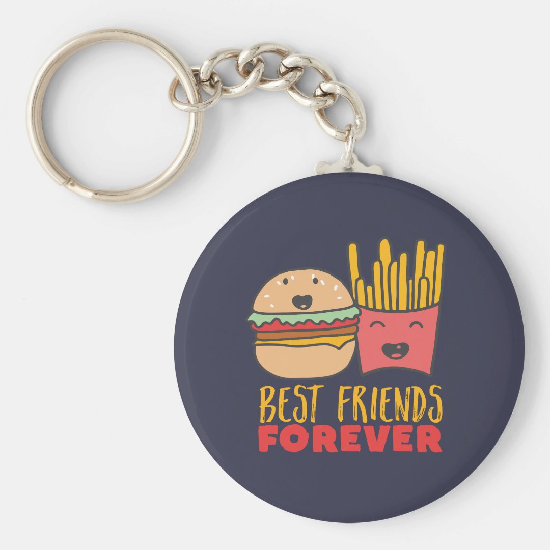 Friendship Burger and Fries Best Friends Forever Keychain Zazzle