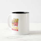 Friendship Burger and Fries Best Friends Forever Two-Tone Coffee Mug (Front Left)