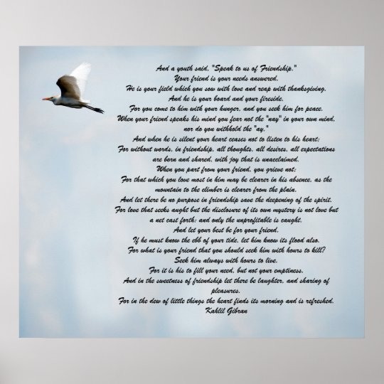 Friendship by Kahlil Gibran Poster | Zazzle.com