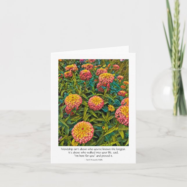 Friendship Card with Zinnia Flowers  (Front)