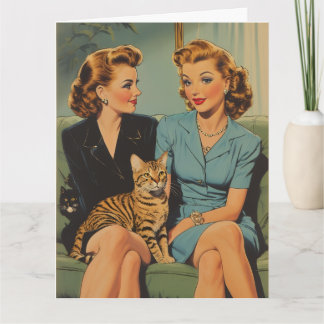 FRIENDSHIP CAT MOM HELLO RETRO GREETING CARD