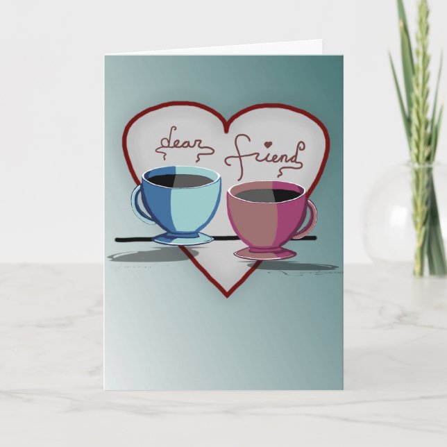 Friendship Coffee Cups Valentine's Day Card (Front)
