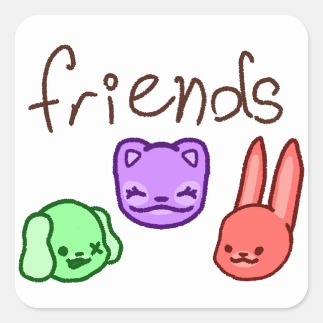 Friendship Colorful Animal Friends Sticker (Front)