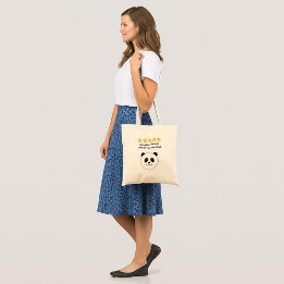 Friendship custom text panda tote bag