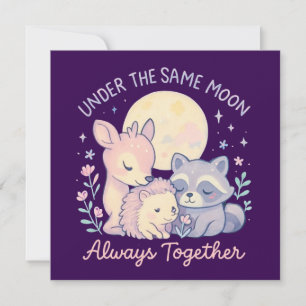 friendship, cute forest animals, under the moon invitation