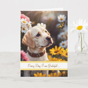 Friendship Cute Yellow Labrador Puppy Butterfly Card