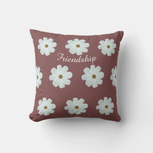 Friendship Daisy Wildflowers Pattern Pink Floral  Throw Pillow