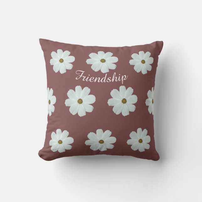Friendship Daisy Wildflowers Pattern Pink Floral  Throw Pillow (Front)