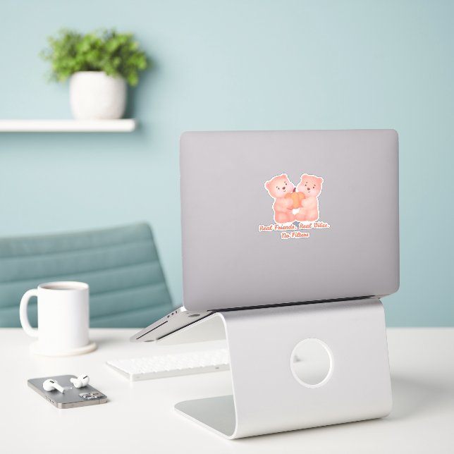 FRIENDSHIP DAY BEST FRIEND, FUNNY BEARS FRIENDS STICKER (Laptop On Desk)