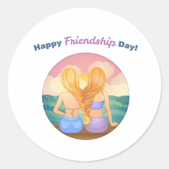 Friendship day classic round sticker (Front)