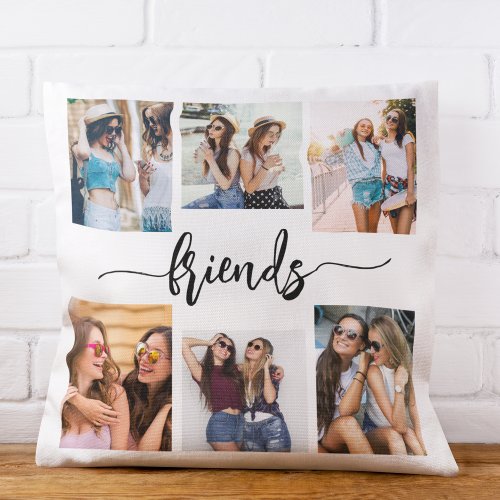 Friendship Friends 6 Photo Collage Keepsake Gift Throw Pillow