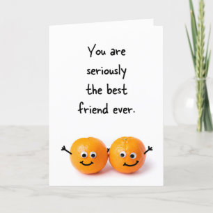 Friendship Funny Two Oranges Googly Eyes Humor Holiday Card