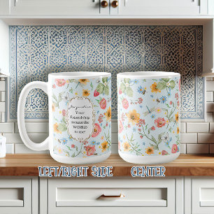 Friendship Gift Watercolor Floral Butterfly Blue Coffee Mug