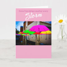 Friendship Greeting Card-Colorful Umbrellas