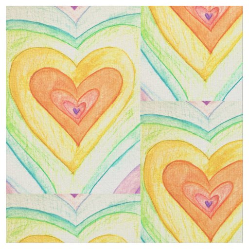 Friendship Hearts Rainbow Fabric Art Material