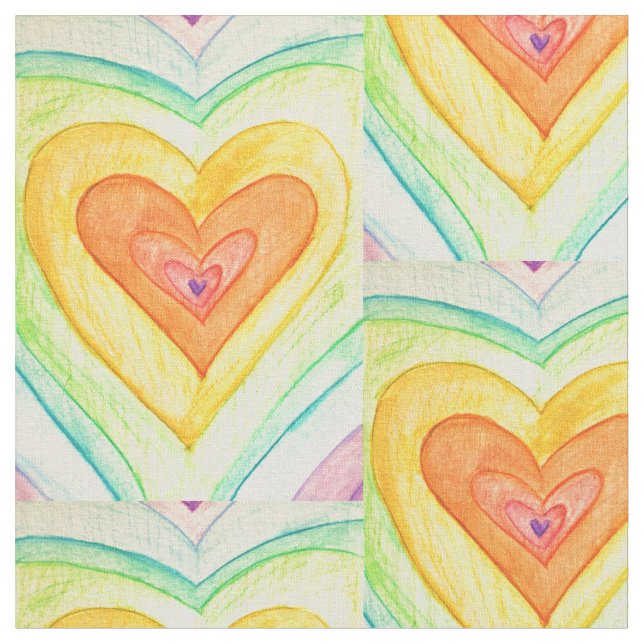 Friendship Hearts Rainbow Fabric Art Material (Close Up)