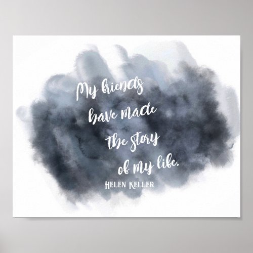 friendship Helen Keller quote gray and white   Poster