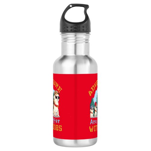 Friendship Hiking Mountains Adeventure with Dogs Stainless Steel Water Bottle