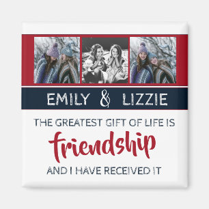 Friendship inspirational quote w/ names and photos magnet