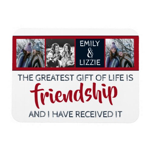 Friendship inspirational with names and photos magnet