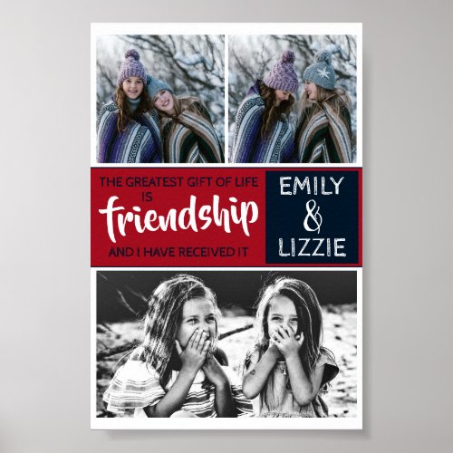 Friendship inspirational with names and photos poster