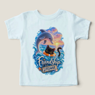 Friendship Is a Lifesaver Dolphin & Kitty Toddler T-shirt