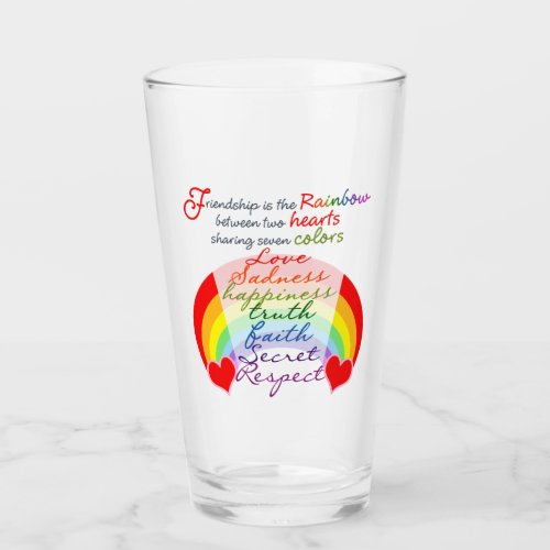 Friendship is the rainbow BFF Saying Design Glass