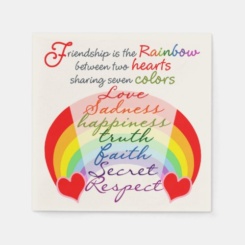 Friendship is the rainbow BFF Saying Design Napkins