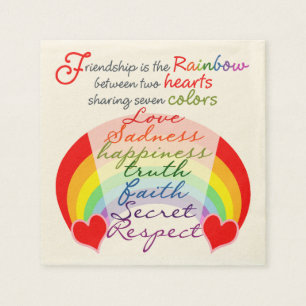 Friendship is the rainbow BFF Saying Design Napkins