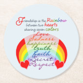Friendship is the rainbow BFF Saying Design Round Paper Coaster (Front)