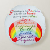 Friendship is the rainbow BFF Saying Design Round Pillow (Front)