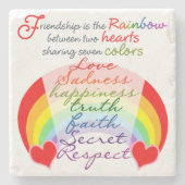 Friendship is the rainbow BFF Saying Design Stone Coaster (Front)