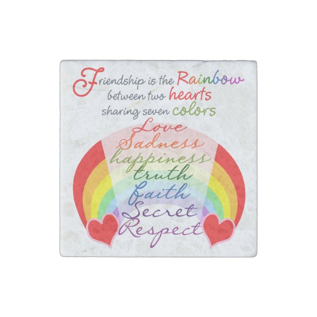Friendship is the rainbow BFF Saying Design Stone Magnet (Front)
