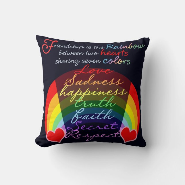 Friendship is the rainbow BFF Saying Design Throw Pillow (Front)