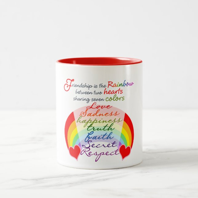 Friendship is the rainbow BFF Saying Design Two-Tone Coffee Mug (Center)